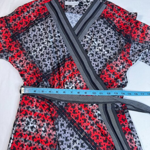 Preen Edition Mixed Media Wrap Dress Plaid Floral Red Black US 10 - Picture 6 of 11